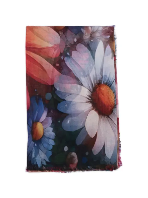 D'aniello Perla floral-print scarf Black PERLA