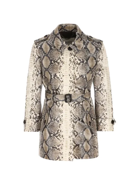 Burberry short python print coated cotton Stonehaven car coat Neutrals 8123334