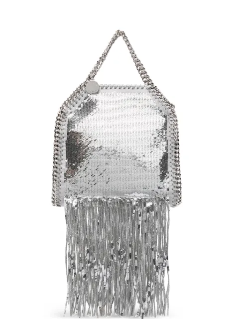 Stella McCartney mini Falabella fringed tote bag Silver 391698WP0605