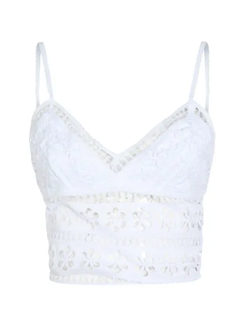 Charo Ruiz Ibiza Melie floral-embroidered V-neck top White 261101