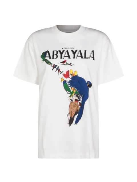 FARM Rio parrot-print T-shirt White 358917L0025