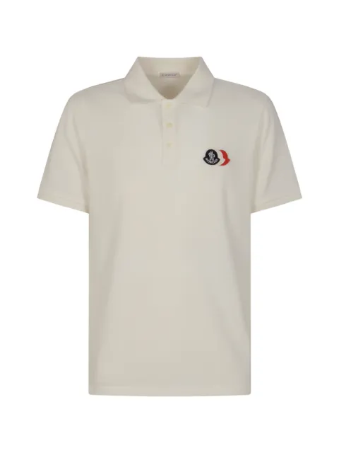 Moncler logo-patch piqué polo shirt Neutrals L10918A0003089A16