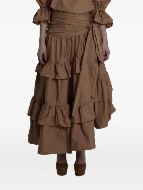 Chloé ruffled tiered midi skirt Brown CH26UJU53144
