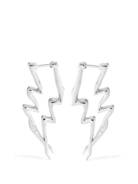 YOJ x Potoska lightning hoops earrings Silver BRES7023