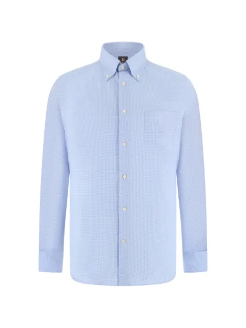 Boggi Milano boston collar checked shirt Blue BO26P060001