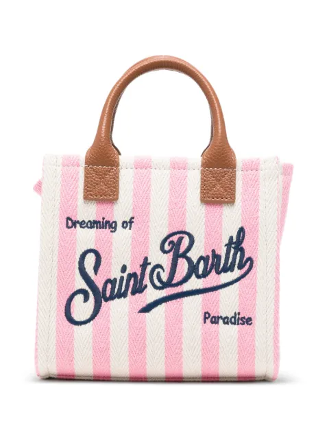 MC2 Saint Barth mini Vanity striped logo-embroidered tote bag Pink VANMI001