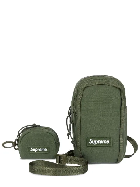 Supreme logo-patch messenger bag Green SU27163