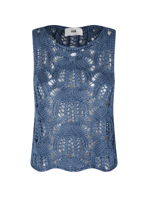 SOLOTRE Maglia Rete crochet-knit top Blue M3AB0069098