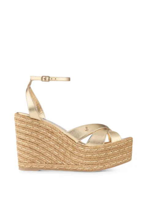 Jimmy Choo Korra 100 gold-metallic nappa leather wedges Gold KORRA100MNA
