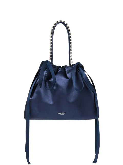 Jimmy Choo mini crystal-embellished drawstring tote bag Blue DRAWSTRINGMINITHKSI