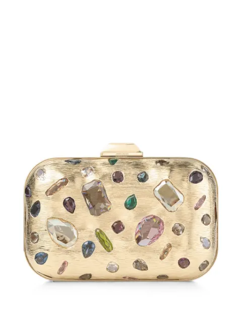 Jimmy Choo Cloud gold and multi textured metal and crystal clutch bag with cube clasp Gold CLOUDGDA