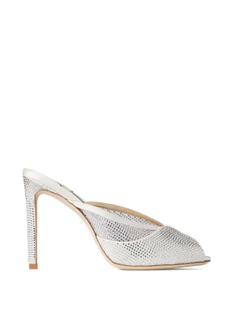 Jimmy Choo 100mm Brigitte crystal-embellished heeled mules White BRIGITTEMULE100FJZ