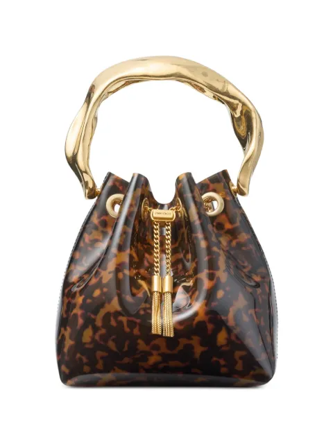 Jimmy Choo Bon Bon tortoiseshell-effect bucket bag Brown BONBONIDU