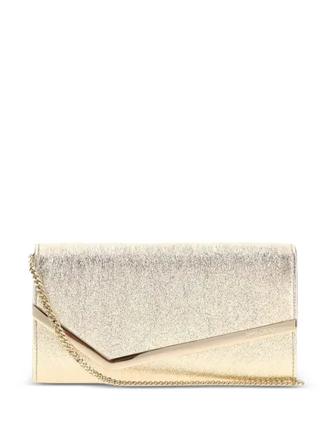 Jimmy Choo glitter-effect envelope wallet Gold EMMIEDXB