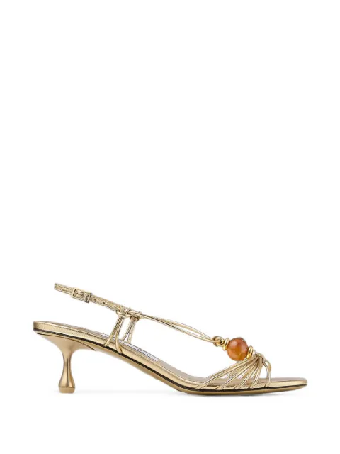Jimmy Choo bead-embellished metallic-finish sandals Gold LOVA50IPR