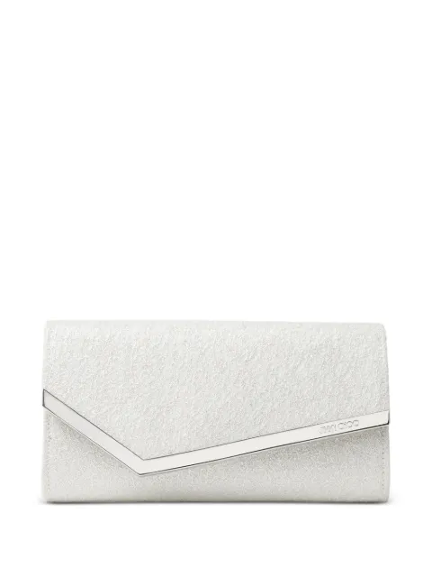 Jimmy Choo Emmie glitter clutch bag Silver EMMIEUBD