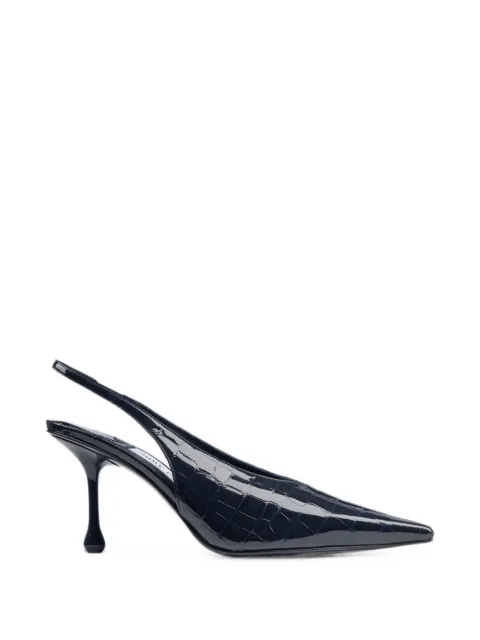Jimmy Choo Isa 80 marine shiny croc-embossed leather slingbacks Blue ISA80CBH
