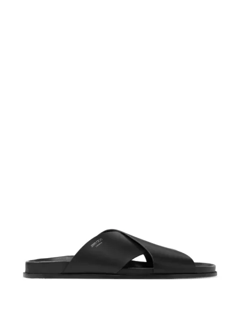 Jimmy Choo Sol vachetta leather slides Black SOLSLIDEVAC