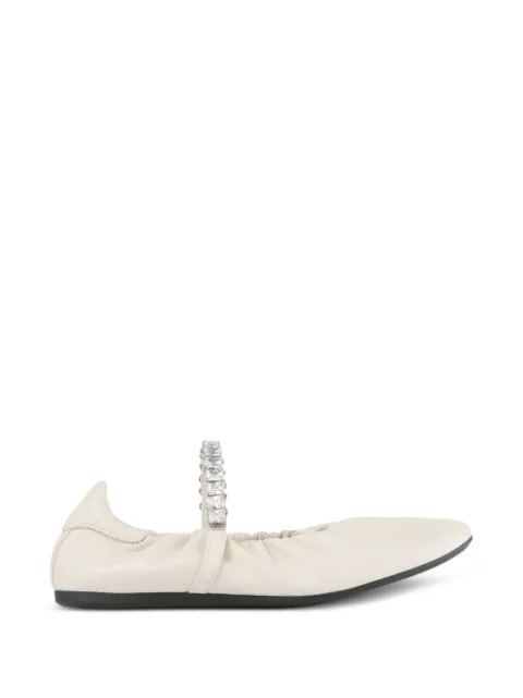 Jimmy Choo Jade Ballerina latte soft nappa-leather ballerina flats with crystal strap Neutrals JADEBALLERINAGKE