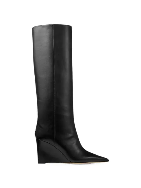 Jimmy Choo Blake 85 black smooth leather knee-high boots with wedge heel Black BLAKEKB85SQM