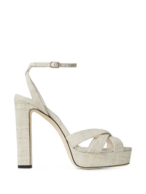 Jimmy Choo Kove 120 natural fine raffia-effect platform sandals Neutrals KOVE120FNR
