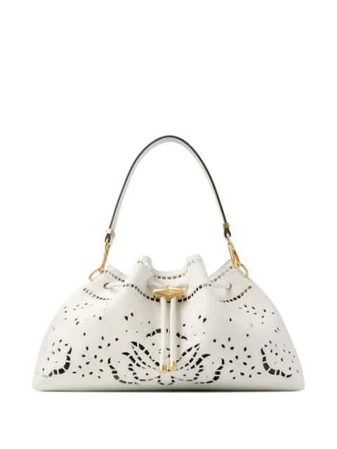 Jimmy Choo Cinch broderie-anglaise leather shoulder bag White BONBONBCKTEWBUM