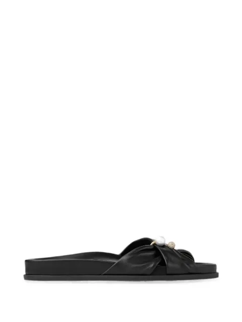 Jimmy Choo Rafi black soft glove leather flat sandals Black RAFIFLATGVR