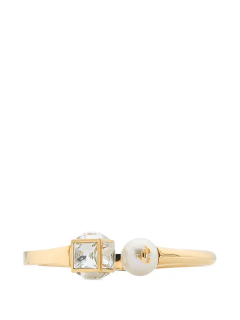 Jimmy Choo large JC Cube Cuff pearl bracelet Gold JCPRLCUBECUFFLFTA
