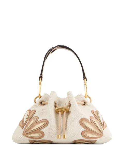 Jimmy Choo small Cinch leather-appliqué shoulder bag White CINCHSMALLEEQ