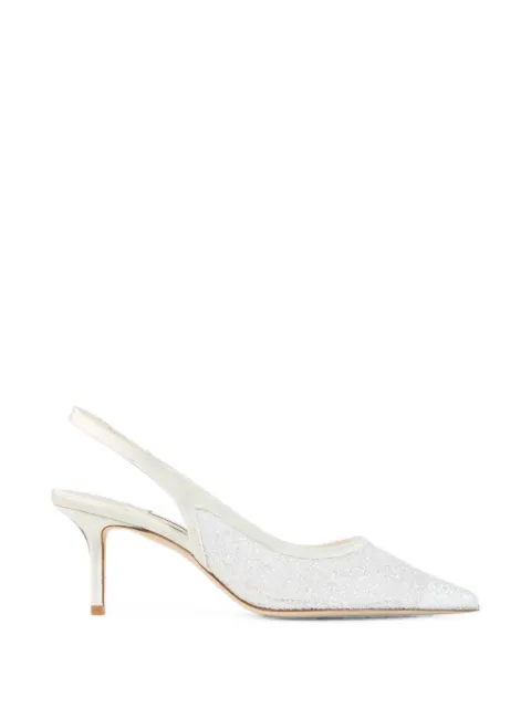 Jimmy Choo Love sling back 65 ivory candyfloss glitter slingbacks pumps White LOVESB65DLZ