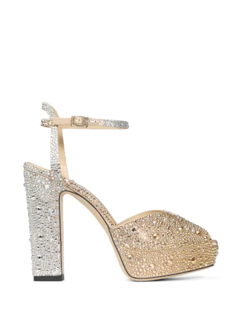 Jimmy Choo Sacaria 120 crystal platform sandals Gold SACARIAPF120DKX
