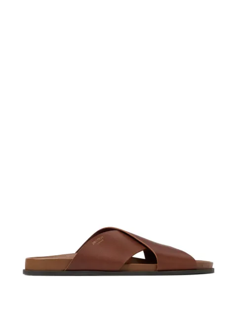 Jimmy Choo Sol cigar vachetta leather slides Brown SOLSLIDEVAC