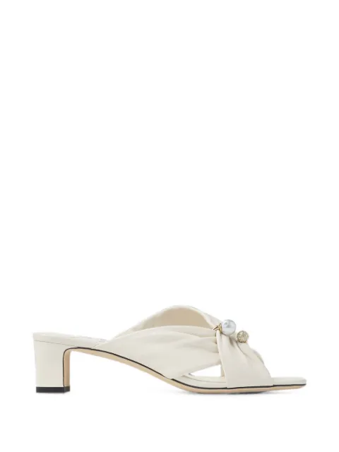 Jimmy Choo Rafi 45 latte soft glove leather sandals White RAFI45GVR