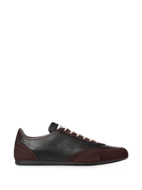 Jimmy Choo Sunny F black and chocolate leather-mix and perforated leather low top trainers Black SUNNYFEVL
