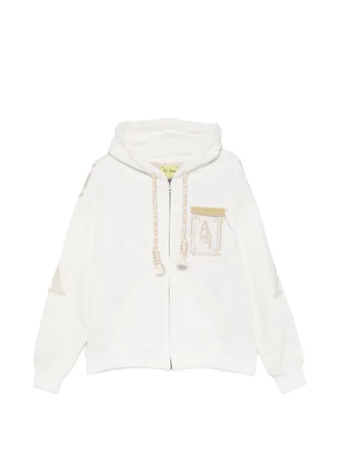 AL AIN logo-patch zip-up hoodie Neutrals AHZKS334FLOWERSTRIPE