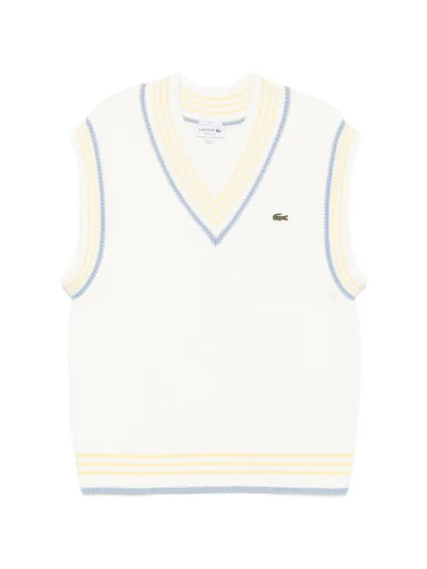 Lacoste striped-trim ribbed-knit vest White AH0614