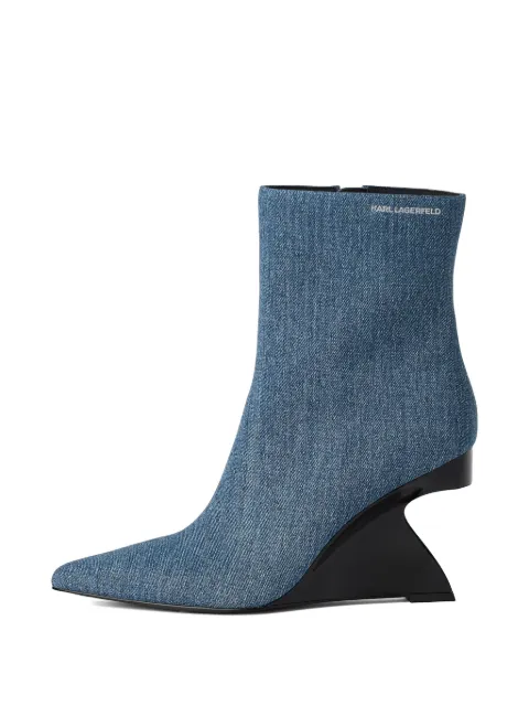 Karl Lagerfeld Jeans sculptural-wedge denim boots Blue KLL34646668