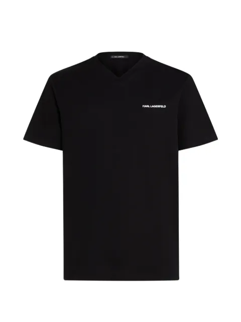 Karl Lagerfeld logo-print V-neck T-shirt Black B3M17052999