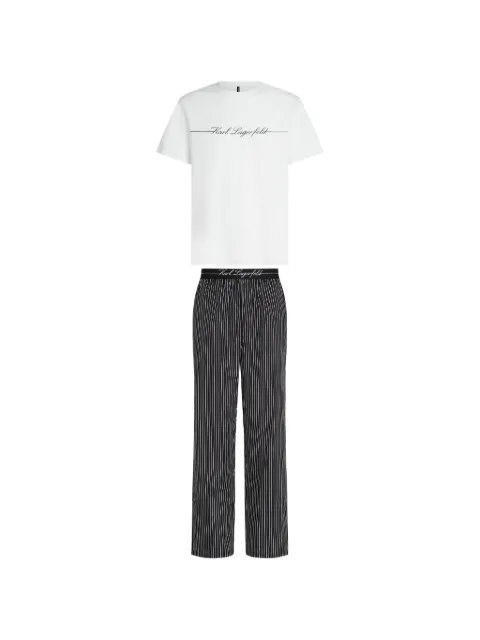 Karl Lagerfeld pinstripe pants pajama set White B3M45004B23