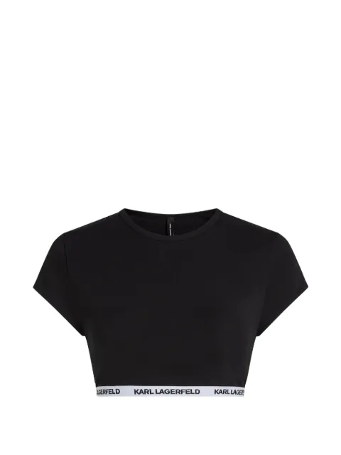 Karl Lagerfeld Essential logo-tape cropped cotton top Black B3W47028999