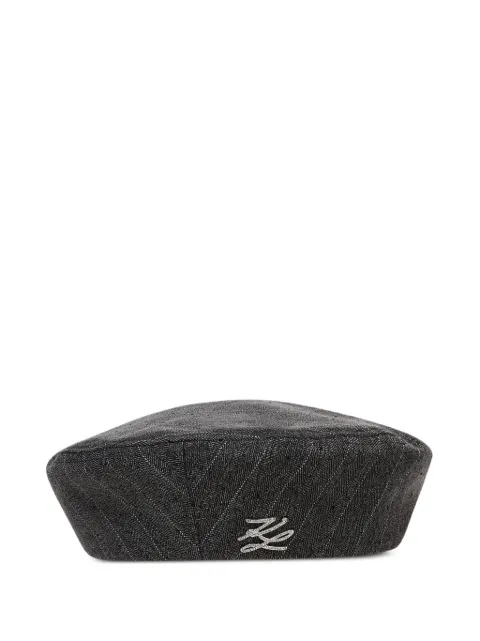 Karl Lagerfeld K/Autograph pinstripe beret hat Grey B3W33025255
