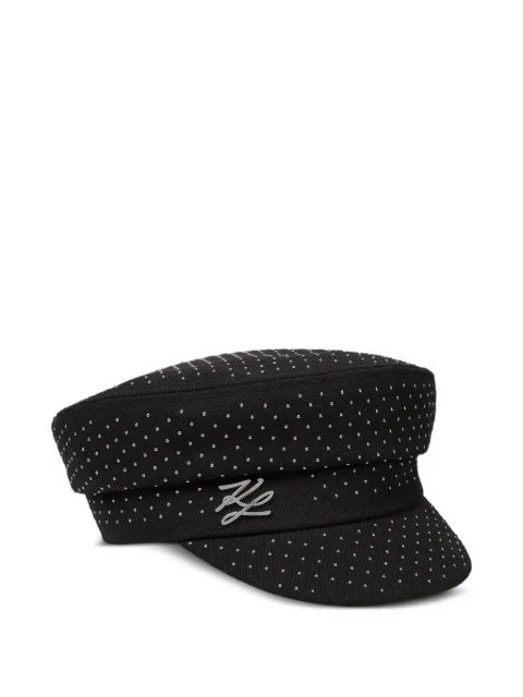 Karl Lagerfeld K/Autograph stud-embellished baker boy cap Black B3W33007999
