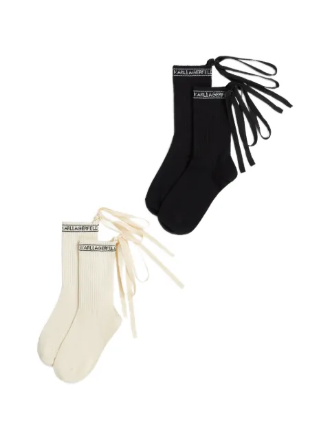 Karl Lagerfeld lace-up ribbed socks (set of two) Black B3W47037999