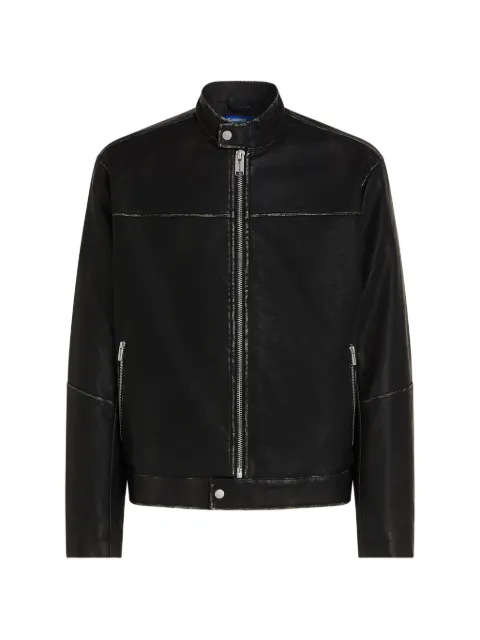 Karl Lagerfeld Jeans slogan-print distressed jacket Black B3M15009999