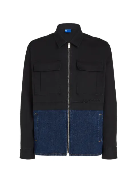 Karl Lagerfeld Jeans mixed-panel zip-fastening shirt jacket Black B3M16004