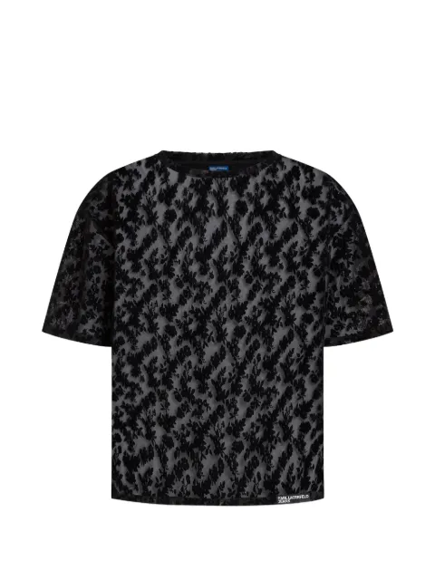 Karl Lagerfeld Jeans flocked floral mesh T-shirt Black B3W17014A59