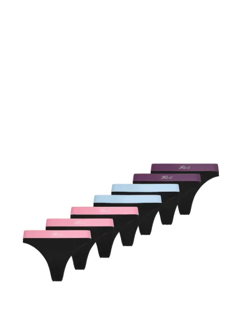 Karl Lagerfeld Signature elastic-waist cotton thongs (set of seven) Black B3W47022B54