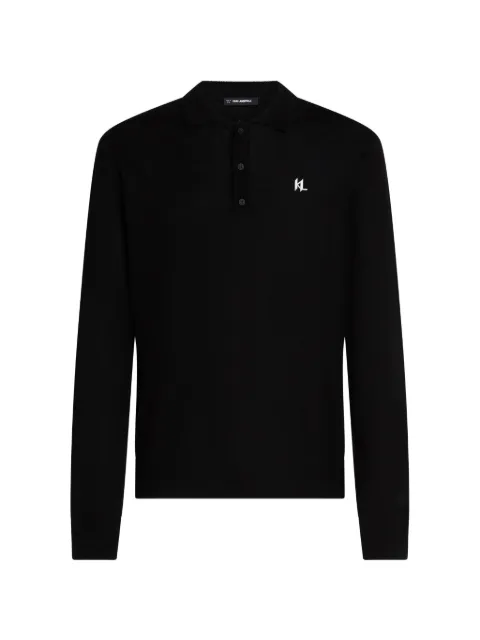 Karl Lagerfeld logo-embroidered polo shirt Black B3M18034999