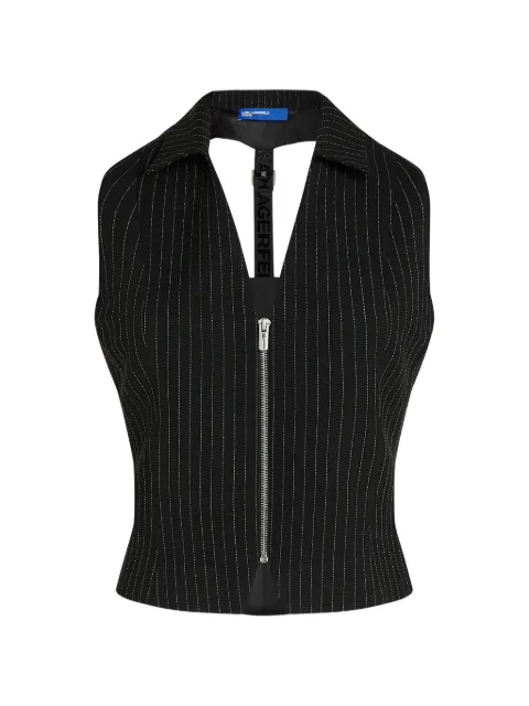 Karl Lagerfeld Jeans pinstripe zip-up waistcoat Black B3W11005A60