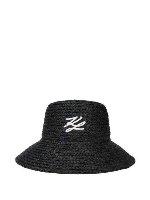 Karl Lagerfeld K/Autograph raffia bucket hat Black B3W46050999